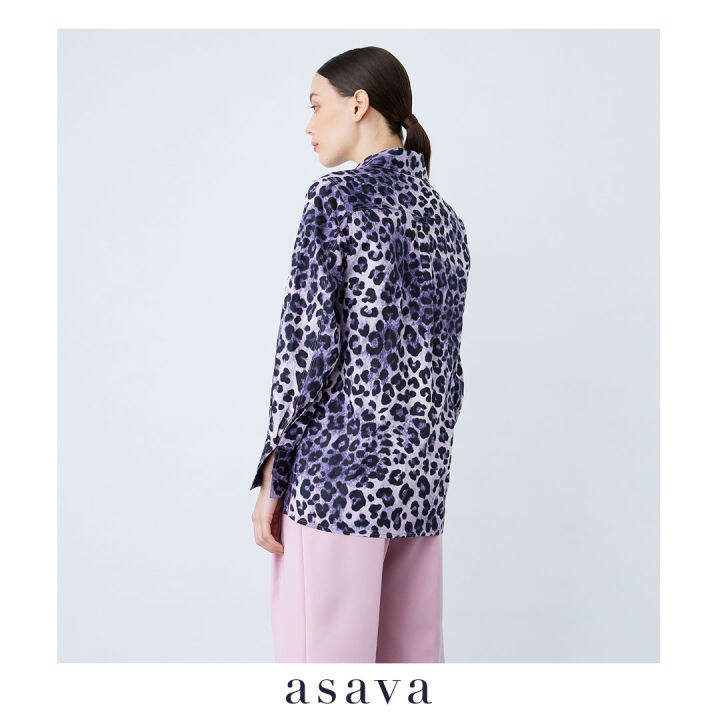 asava-ss22-asava-leopard-shirt-เสื้อเชิ้ตผู้หญิง-อาซาว่า-แขนยาว-ทรงคลาสสิค-ผ้าลายเสื้อดาว