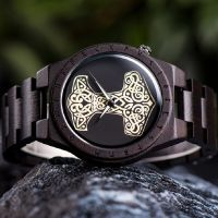 ZZOOI BOBO BIRD Wooden Mens Quartz Watches Viking Warriors Symbol Wristwatch Vintage Fashion Timepieces relogio masculino Gifts Box