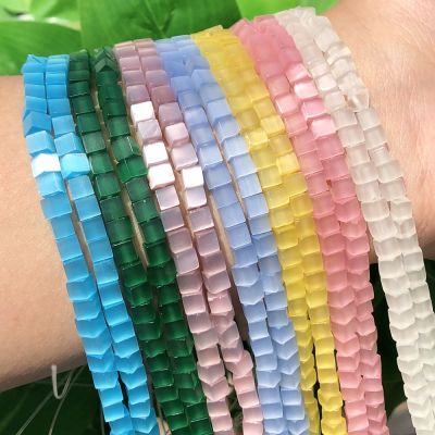 ✽▬ 4mm Natural Stone Cats Eye Opal Beads Loose Square Beads For Jewelry Making DIY Charms Bracelet Necklace Accessories 15inches