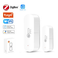 Tuya Zigbeewifi สมาร์ทอุณหภูมิและเซ็นเซอร์ความชื้นแบตเตอรี่ขับเคลื่อน ZigBee สมาร์ท Home Security ทำงานร่วมกับ Alexa Home