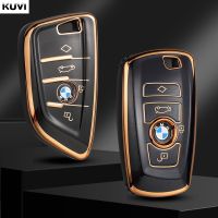 {Lili Car product} TPU เคสกันกระแทกเคสกุญแจรถยนต์สไตล์ขอบทองสำหรับ BMW X3 X5 X6 F30 F34 F10 F20 G20 G30 G05 F15 F16 1 3 5 7ชุด