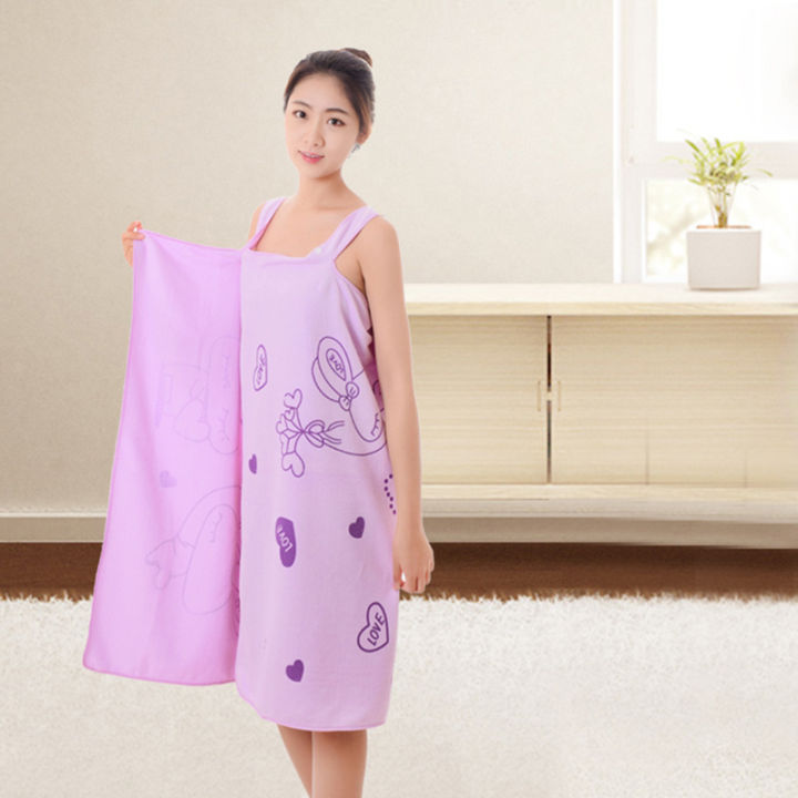 การ์ตูนพิมพ์-wearable-halter-ผ้าขนหนูอาบน้ำไมโครไฟเบอร์ผู้หญิงกระโปรงอาบน้ำร้านเสริมสวยผ้าขนหนูเหงื่อ-pbf4