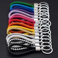 hot【cw】 Leather Braided Woven Rope Keychain Pendant Chain Holder Car Keyring Multiuse Gifts