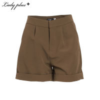 Lady Plus กางเกงขาสั้นปลายขาพับเบิ้ล | Short Pants สีน้ำตาล