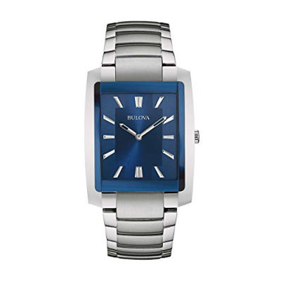 Bulova Mens Classic Stainless Steel 2-Hand Quartz Watch, Blue Dial Style: 96A169