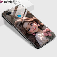 เคสใส่โทรศัพท์แก้ว Jizetin สำหรับ OPPO A12 A12S A12E A15กันกระแทก3D รอยยิ้มชุดเจ้าหญิงกระจกเทมเปอร์ฝาครอบที่อยู่อาศัย