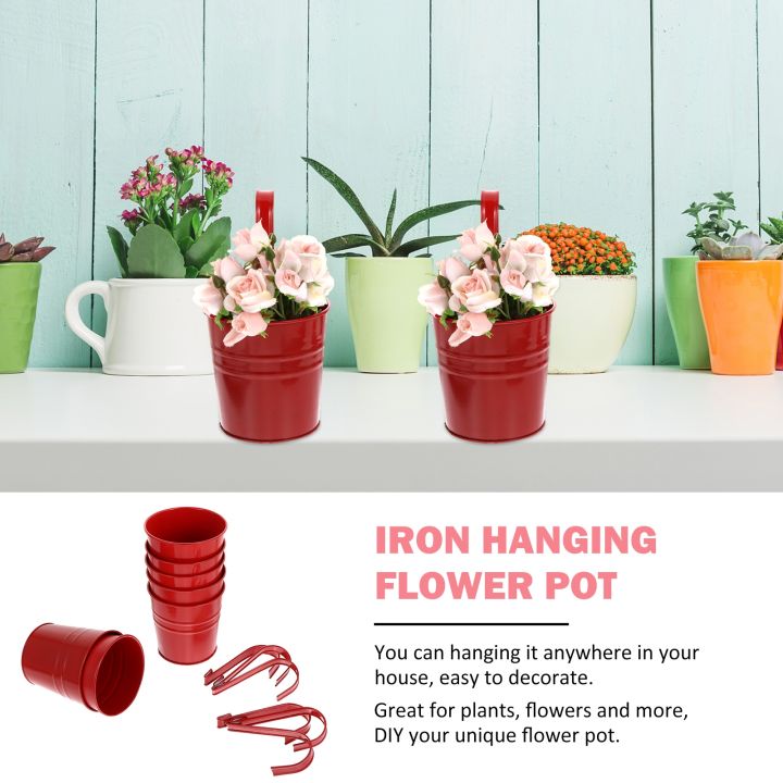 6-pcs-hanging-wall-plants-flower-bucket-succulent-planter-pot-metal-pots-outdoor-the-fence-tin