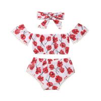 Baby Clothes Newborn Infant Baby Girl Floral Off Shoulder Tops Pants Headband Outfit 0-24M  by Hs2023