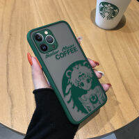 Mop Mall เคสโทรศัพท์เคสสำหรับ Apple iPhone 15 Plus 15 Pro Max 15 Pro มีน้ำค้างแข็งโปร่งใสสีกาแฟลายการ์ตูนเซเลอร์มูนน่ารักเคสป้องกันกล้องคลุมทั้งหมดเด็กผู้หญิง