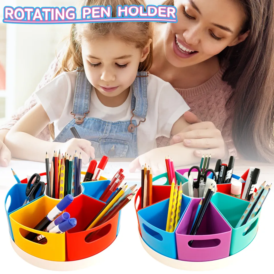 Rotating Pen Crayon Storage Box 10/12inch 360° Rotatable Art