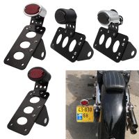 Motorcycle Side Mount LED Tail Light w/ License Number Plate Bracket For Harley Sportsters Bobber Chopper Rear Stop Light