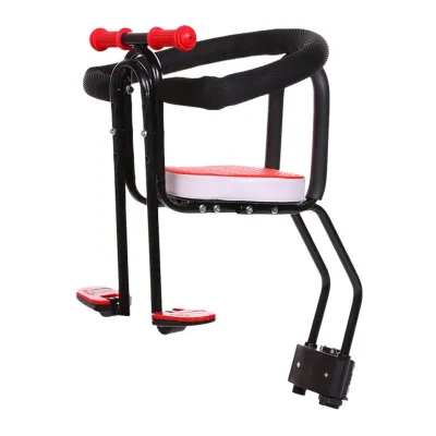 Portable Child Bike Seat with Handrail Foot Pedals Portable Bicycle Front Seat for Mountain Road Bikes