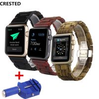 Wood Strap For Apple Watch band 44mm40mm 42mm38mm Wooden Butterfly Bracelet watchband apple watch 4 3 5 se 6 7