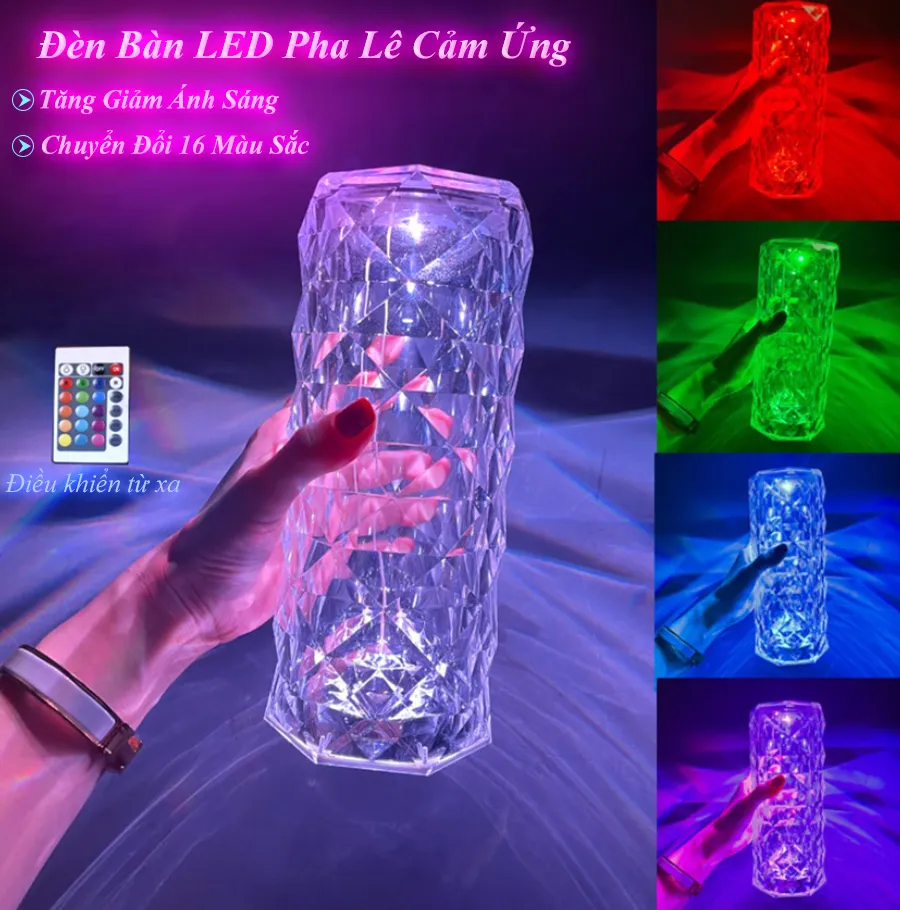 Đèn Ngủ Pha Lê 16 Màu Tặng Kèm Điều Khiển, Có Thể Điều Chỉnh Màu Sắc Đèn Ngủ Pha Lê 16 Màu Tặng Kèm Điều Khiển, Có Thể Điều Chỉnh Màu Sắc