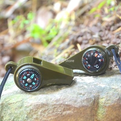 Emergency Whistle With Lanyard  Multi-Functional 3 In 1 Survival Gear Compass Thermometer For Outdoor Camping Hiking Survival kits