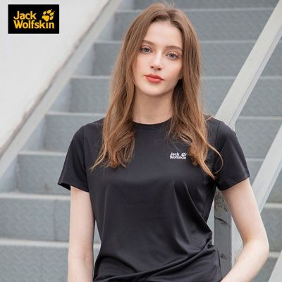 JACK WOLFSKIN Wolf Claw Short-Sleeved Womens Clothing 2023 Summer New Outdoor Sportswear Casual Loose Breathable T-Shirt Half-Sleeved 5820282