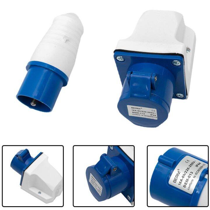 16 Amp Industrial Waterproof Socket + Plug 16A Camper IP44 Socket And