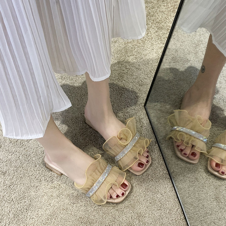 fashion-สุภาพสตรีแฟชั่นfringedรองเท้าแตะฤดูร้อนรองเท้าแตะผู้หญิงแบบพื้นบางรองเท้าสตรี