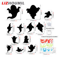 LIZHOUMIL น้ำยาทำความสะอาดกระจก,สติกเกอร์ติดผนังเรืองแสงฮาโลวีนใช้ซ้ำได้12ชิ้นฮาโลวีนปาร์ตี้ของใช้