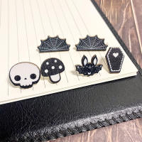 Gothic น่ารักการ์ตูน Skull ค้างคาวปุ่มไม้ Studs ต่างหูสำหรับผู้หญิง All Saints Day เครื่องประดับของขวัญขายส่ง