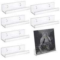 6 Set Vinyl Record Holder Album Shelf Storage Shelves Acrylic Holder CD Shelf Wall Mount Display Shelf Clear Holder Holder 6 Set