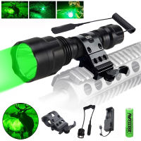 Tactical GreenRedWhite Light Hunting Flashlight Outdoor Camping Fishing Hiking Torch with Scope Mountt Switch 18650 Charger