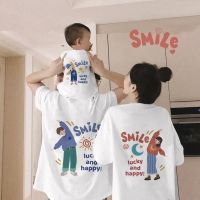 (KTL)Cartoon Cute Pure Cotton Short Sleeve T-shirts Father Mother Kids Family Matching Outfits Summer New Parent-child Clothes
