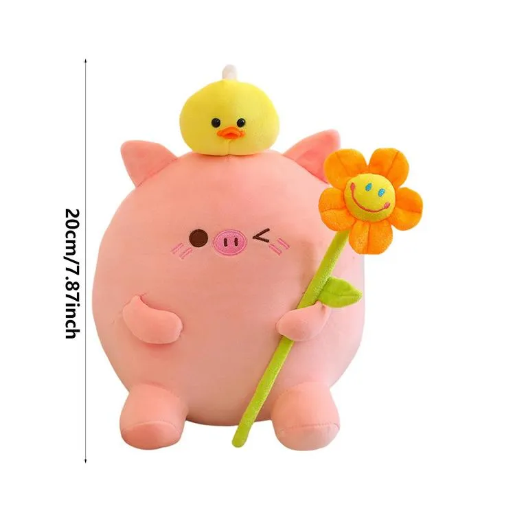 Cute Pig Plushies Duck On Head Design Stuffed Pig Toy Adorable ...