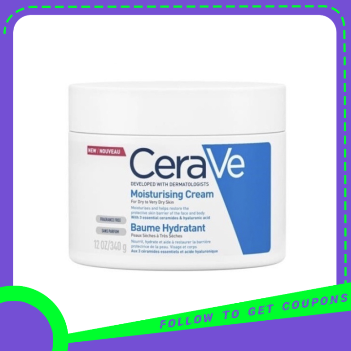 CERAVE Moisturizer Face And Body Cream For Dry Skin Very Dry Concentrated Texture 340g/454g