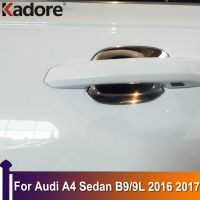 สำหรับรถ Audi A4 Sedan B9/9L 2016 2017 ABS มือจับประตูด้านข้างโครเมี่ยมถ้วยฝาครอบช่องแอร์ด้านนอกอุปกรณ์เสริมตกแต่งรถหมวกครอปกระจกรถ