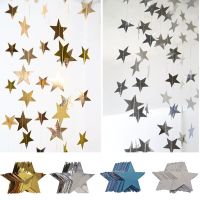 4M 7/10CM Shining Star Paper Drop Garland Banner Gold Silver Bunting Banner For Baby Shower Kids Room Wedding Hanging Decoration Banners Streamers Con