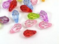 100 Mixed Transparent Color Acrylic Faceted Teardrop Charm Pendants 10X16mm