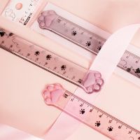 Cute Cat Paw Straight Rulers Kawaii 15cm Measuring Ruler Students Drawing Tool Korean Stationery School Office Supplies
