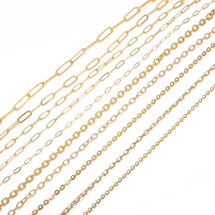 1m 18K Gold Plated Chain Necklace Copper Craft Chain For DIY Jewelry