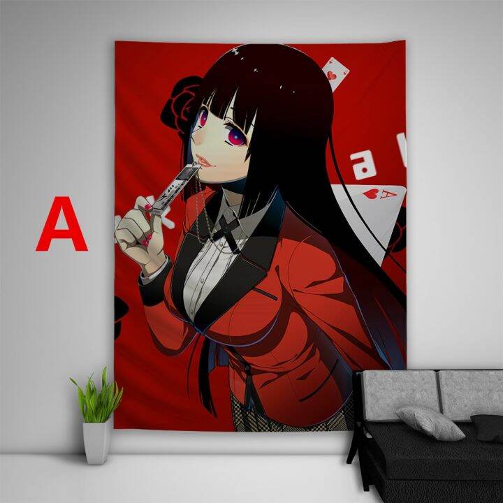 kakegurui-jabami-yumeko-พรมโซฟาศิลปะแขวนผนังโต๊ะผ้าคลุมเตียงหอพักการตกแต่งบ้าน