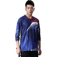 Mens T-shirt Badminton Quick Drying Male Training Tee Uniforms Fashion Tennis Clothes Casual Long Shirts Breathable Sport Wear