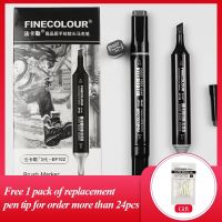 Finecolour ปากกามาร์กเกอร์ศิลปะ8สีสำหรับแปรงขนนุ่ม EF102แบบมืออาชีพหมึกพิมพ์แอลกอฮอล์สองชั้นสีเทา