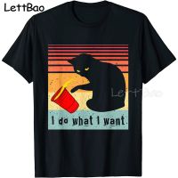 Do What I Want Vintage Black Cat Red Cup Tshirt 90S Vintage Tee Shirt Men Kawaii Funny Tshirts Funny Hop 100% Cotton