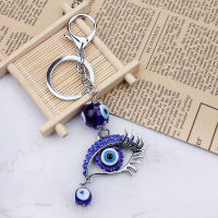 Like 2023wart New Fashion Car Key Holder Jewelry Blue Crystal Evil Eye Key Chain Rings With Silver Color Lobster Clasp