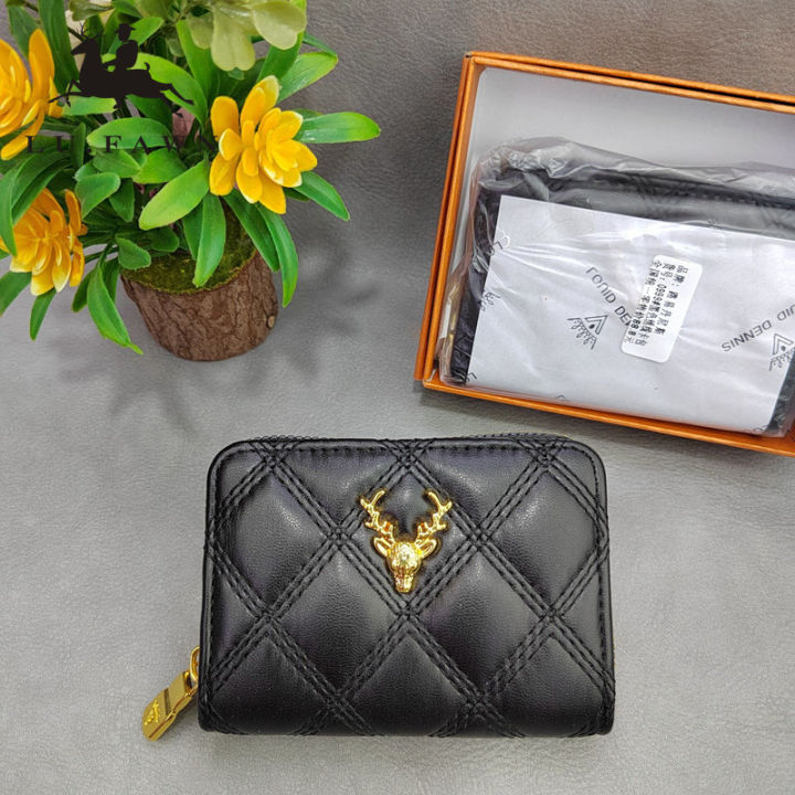 lufawnกระเป๋าใส่บัตรเครดิต-dompet-koin-แบบบางปิดบล็อกกระเป๋าสตางค์หนังสำหรับผู้หญิงพร้อมกระเป๋าซิป-0999