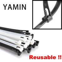 100pcs Releasable Loose Slipknot Nylon Wire Binding Wrap Straps White Reusable Plastic 8x150/200/250/300/400/450/600mm Cable Tie
