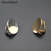 Round Coin Shape Earrings Hooks Real Gold Plating Metal Ear Wires DIY Women Jewelry Making Components Gold Silvery Color