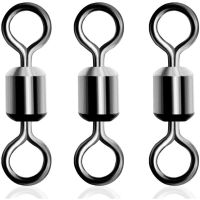 ❐▬♠ 50pcs Fishing Rolling Barrel Swivel Stainless Steel Black Nickel Fishing Line Connector Swivels Fishing Tackle