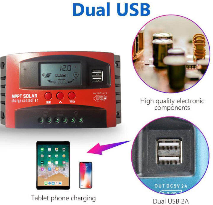 ของแท้-100-ชาร์จเจอร์-12v24v-mppt-solar-charger-controlle-โซล่าร์ชาร์จเจอร์-30a-100a-ชาจเจอร์โซล่า