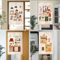 Cartoon Kitchen Partition Door Curtain for Dining Room Door Curtain Velcro Tape No Nail Japanese Style Kitchen Dooway Curtain 180cm