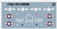 172 WW II MARCOR F4U-1 Corsair Carrier-Based Fighter รุ่น Water Slide Decal