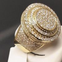 [Zhongxi ornaments ] Yobest Big Round Puffed Marine Micro Paved CZ Ring Hip Hop Rock Style Full Bling Iced Out Cubic Zircon แหวนเครื่องประดับของขวัญ