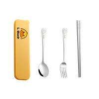 Cutlery For Children Travel Picnic Camp Cutlery Set Kids Portable Stainless Steel Tableware Student Spoon Fork Chopsticks Box Flatware Sets