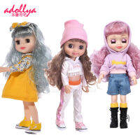 Adollya ตุ๊กตา38ซม. สำหรับเด็กผู้หญิงกระพริบตาใหญ่ตุ๊กตาลูกบอลใส่ผมข้อต่อชุด Mainan ตุ๊กตา Pakaian Kasut สำหรับเด็กผู้หญิง