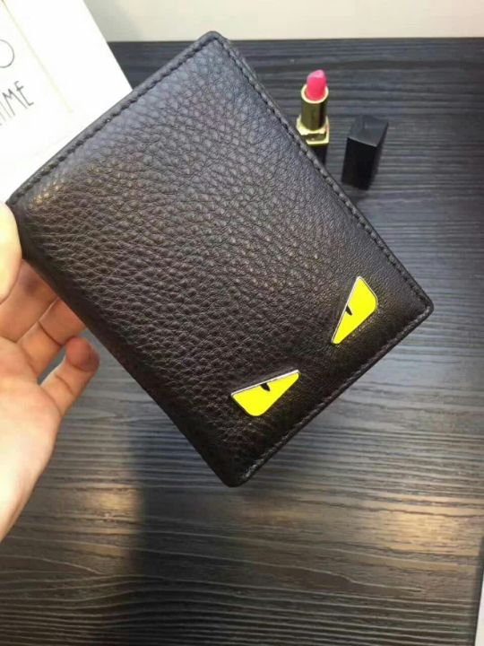 Fendi Black Leather Bug Eyes Bifold Wallet Fendi